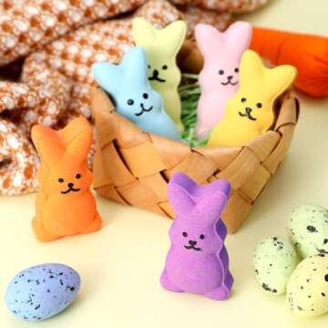 Distaratie 6 Pack Easter Bath Bombs Bunny Bubble Bath Bomb for Adults Boys Girls Moisturizing SPA Fi...