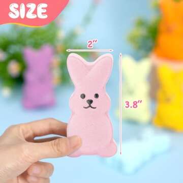 Distaratie 6 Pack Easter Bath Bombs Bunny Bubble Bath Bomb for Adults Boys Girls Moisturizing SPA Fizzy Ball Easter Basket Stuffers Birthday Present Supplies Easter Day Gift Idea