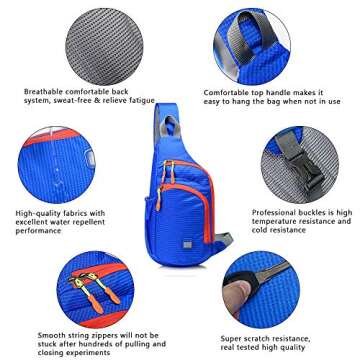 Peicees Medium Sling Backpack Waterproof Unisex Shoulder Bag for Daily Adventures