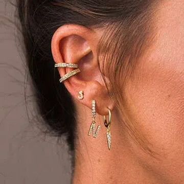 Personalized MEVECCO Gold Initial Drop Huggie Earrings