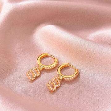 Personalized MEVECCO Gold Initial Drop Huggie Earrings