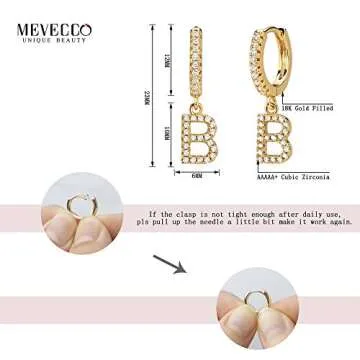 Personalized MEVECCO Gold Initial Drop Huggie Earrings