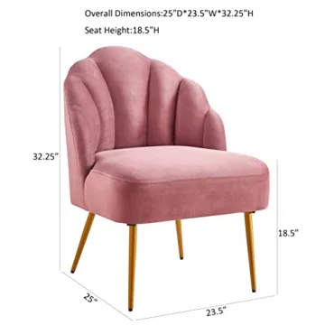 Stylish Velvet Ball & Cast Accent Chair in Rose Pink