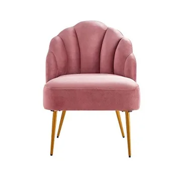 Stylish Velvet Ball & Cast Accent Chair in Rose Pink