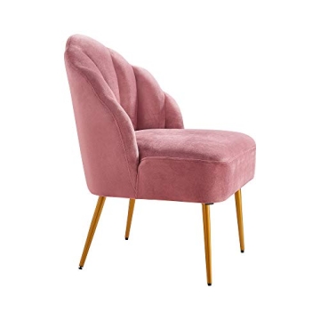 Stylish Velvet Ball & Cast Accent Chair in Rose Pink