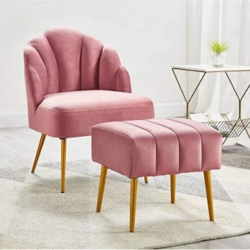 Stylish Velvet Ball & Cast Accent Chair in Rose Pink