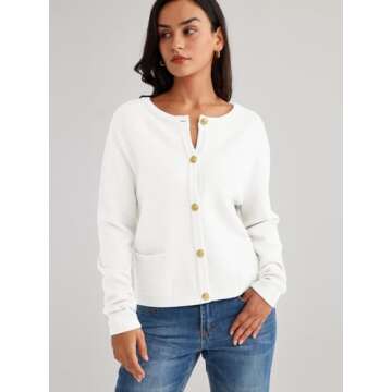 EFAN Womens Cropped Cardigan Sweaters 2024 Fall Trendy Lightweight Knit Tweed Blazer Jackets Dressy ...