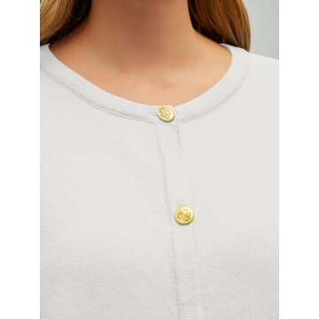 EFAN Womens Cropped Cardigan Sweaters 2024 Fall Trendy Lightweight Knit Tweed Blazer Jackets Dressy Casual Fashion Cashmere Outfits Cute Clothes White M