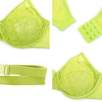 HSIA Minimizer Bras for Women Full Coverage Underwire Bras Plus Size Lifting Lace Bra for Heavy Breast Kelly Green