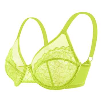 HSIA Minimizer Bras for Women Full Coverage Underwire Bras Plus Size Lifting Lace Bra for Heavy Breast Kelly Green