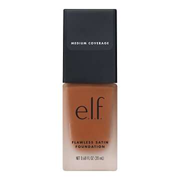 e.l.f. Flawless Satin Foundation, Lightweight & Medium Coverage, Semi-Matte Finish, Vegan & Cruelty-Free, Coco, 0.68 Fl Oz (20mL)