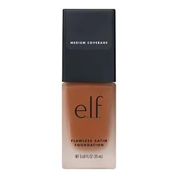 e.l.f. Flawless Satin Foundation, Lightweight & Medium Coverage, Semi-Matte Finish, Vegan & Cruelty-Free, Coco, 0.68 Fl Oz (20mL)