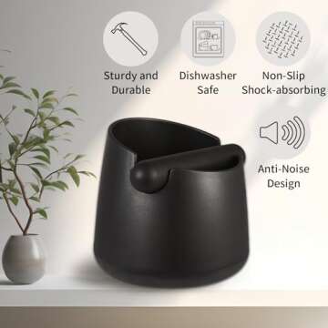 IAOSEN Knock Box Large Capacity Design Espresso Knock Box Shock-absorbent Knock Box Espresso with Removable Knock Bar and Non-Slip Base Espresso Accessories for Home/Office