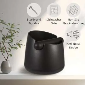 IAOSEN Knock Box Large Capacity Design Espresso Knock Box Shock-absorbent Knock Box Espresso with Removable Knock Bar and Non-Slip Base Espresso Accessories for Home/Office