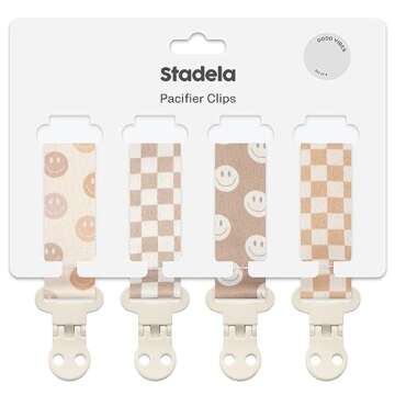 Stadela Baby Pacifier Clip Holder - Stylish 4 Pack Gift Set