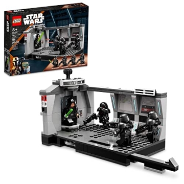 LEGO Star Wars Dark Trooper Attack Set, Mandalorian Toy 75324, with Revolving Elevator, Luke Skywalk...