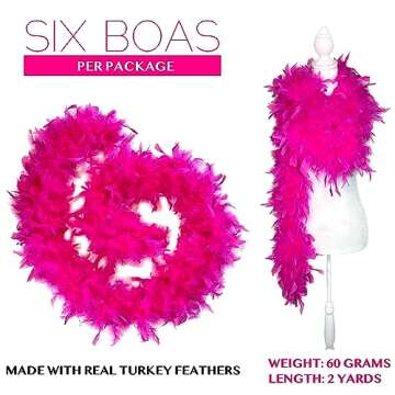 REVELER Pink Feather Boa | Fun Feather Boas for Adults | Great Mardi Gras Decorations | Perfect with...