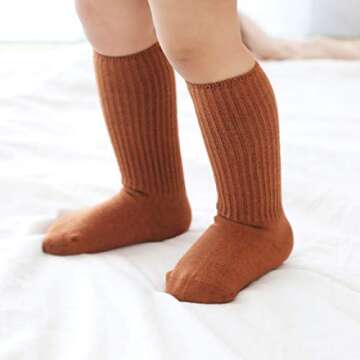 VWU Baby Crew Socks with Grips Unisex Toddler Infant Cotton tube Socks 0-5 Years (6-18 Months, 6 Pac...
