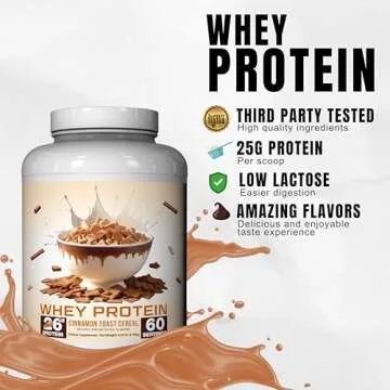 Ekko Protein Powder, Cinnamon Toast Cereal, 25 G Whey Protein per Scoop, Low Lactose, High Protein f...