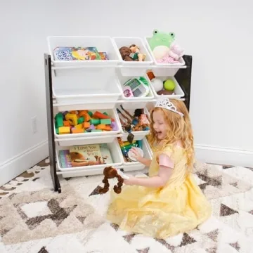Humble Crew Grey/White Kids Toy Organizer with 12 Bins