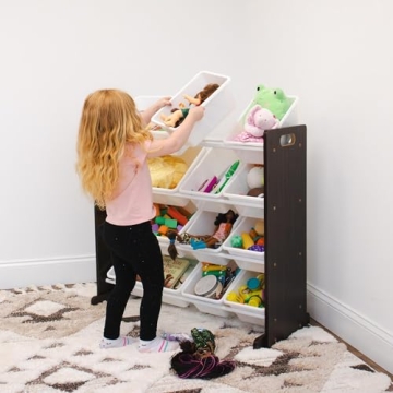 Humble Crew Grey/White Kids Toy Organizer with 12 Bins