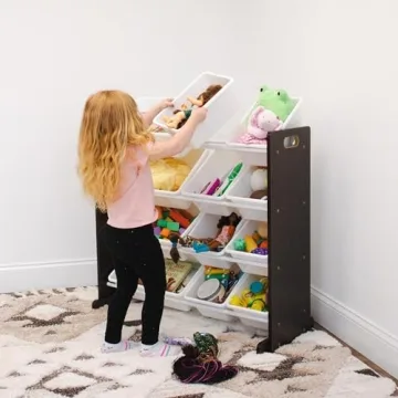 Humble Crew Grey/White Kids Toy Organizer with 12 Bins