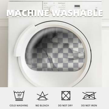 TRUEDAYS Washable Rug for Home Decor 4x6 Grey Neutral Checkered Rug Square Soft Area Rug with Non-Slip Low Pile Gray Checkered Rug Floor Cover Indoor Carpet for Living Room/Dining Room/Bedroom