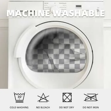 TRUEDAYS Washable Rug for Home Decor 4x6 Grey Neutral Checkered Rug Square Soft Area Rug with Non-Slip Low Pile Gray Checkered Rug Floor Cover Indoor Carpet for Living Room/Dining Room/Bedroom