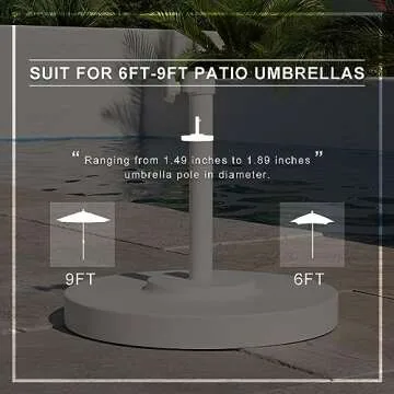 California Umbrella 50 lbs. Round Concrete Weighted Powdercoated Steel Umbrella Base, White Frame