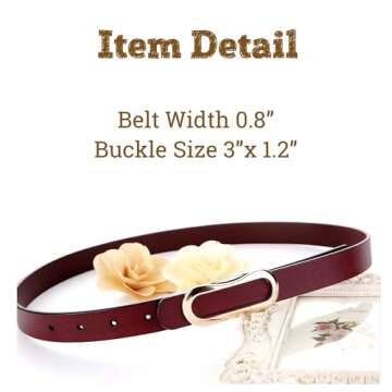 Elegant Women's Leather Belt with Gold Buckle