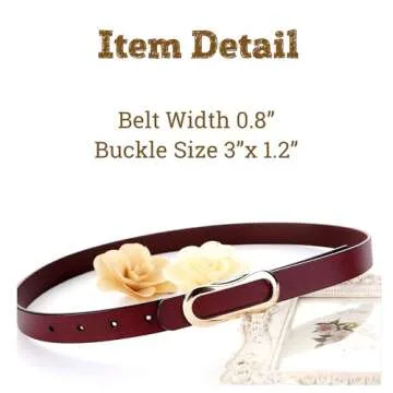 Elegant Women's Leather Belt with Gold Buckle