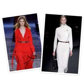 Elegant Women's Leather Belt with Gold Buckle