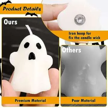 21 PCS Halloween Ghost Candles Spooky Candles White Floating Candles Halloween Decorative Tabletop Candle White Dripless Wax Burning Candles for Halloween Party
