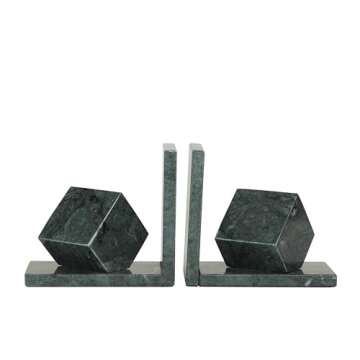 CosmoLiving Green Marble Bookends - Modern Design Set of 2