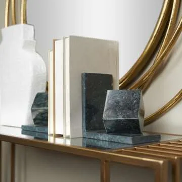 CosmoLiving Green Marble Bookends - Modern Design Set of 2