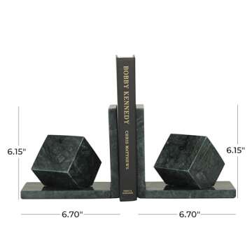 CosmoLiving Green Marble Bookends - Modern Design Set of 2