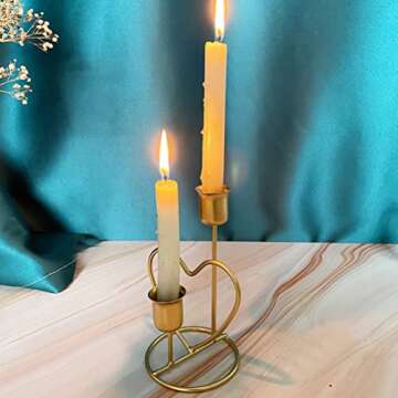 Beavorty Home Decor 2Pcs Heart Taper Candle Holder Creative Iron Candlestick Holders Vintage Candle ...