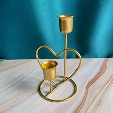 Beavorty Home Decor 2Pcs Heart Taper Candle Holder Creative Iron Candlestick Holders Vintage Candle Stand Wedding Table Centerpiece Decoration Candle Holders