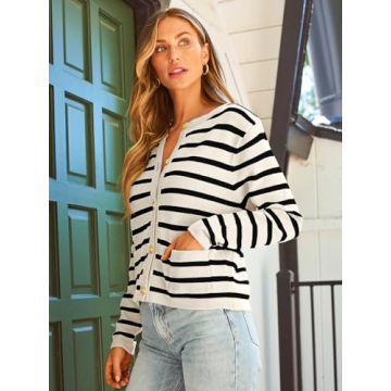LILLUSORY Women's Striped Cardigan - Stylish & Versatile