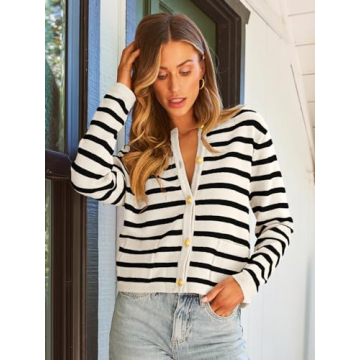 LILLUSORY Women's Striped Cardigan - Stylish & Versatile