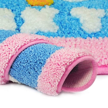 GOURIDA Cute Daisy Non-Slip Bath Rug Mat - 15.7x23.6 Blue