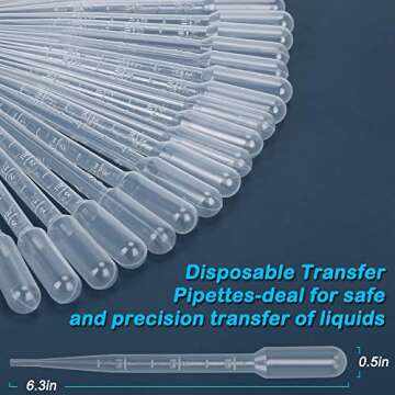 ovsor 100PCS Plastic Disposable Transfer Pipettes, 3ml Calibrated Pipette Dropper for and Science La...