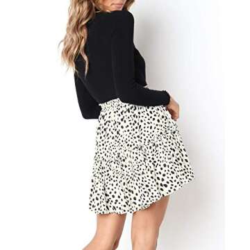 Salamola Women's Leopard Asymmetrical Ruffles High Waist Printed Cute Casual Mini Skirt