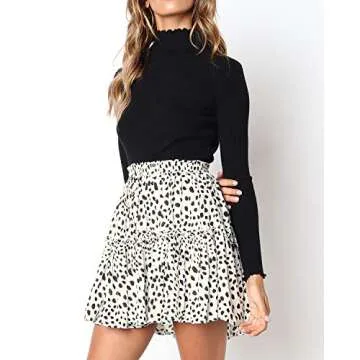Salamola Women's Leopard High Waist Casual Mini Skirt