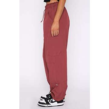 DISCIPBUSH Cargo Pants Women Baggy - Parachute Pants for Women, Rave Y2K Festival Outfits Brick Red ...