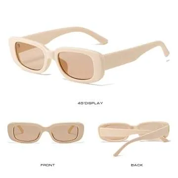 KUGUAOK 4 PACK Retro Rectangle Sunglasses Women and Men Vintage Small Square Sun Glasses UV Protection