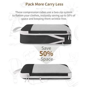 Compression Packing Cubes for Travel 8 Set Travel Organizer Bags Compression Cubes Bags Suitcase Packing Organizer Luggage Organizer Bags with Toiletries Bag and Shoe Bag Travel Essentials Black