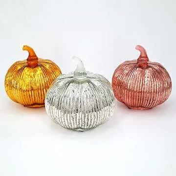 Gorgeous Mercury Glass Pumpkin with Timer for Fall Decor