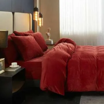 Luxury Velvet Red King Duvet Cover Soft and Cozy