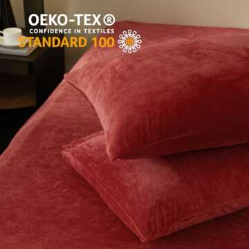 SE SOFTEXLY Velvet Red Duvet Cover King Size, Soft Flannel Duvet Cover with Zipper Solid Breathable Silky Velour Comforter Cover, Cozy Winter Duvet Cover Set with 2 Pillowcases, 90" x 104"
